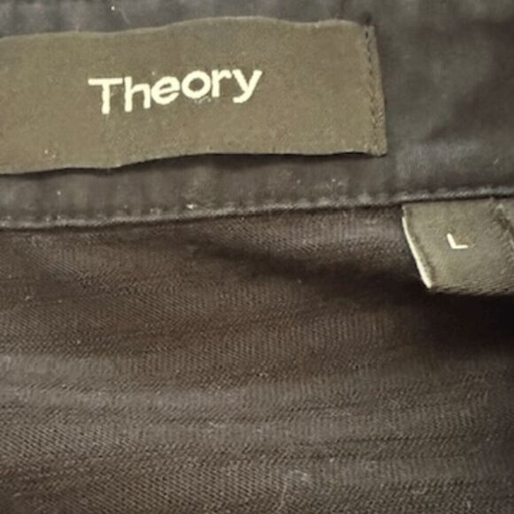 Thoery Men's Claude NB Flame Jersey 3 Short Sleeve Polo Shirt Black Size Large - Picture 4 of 6